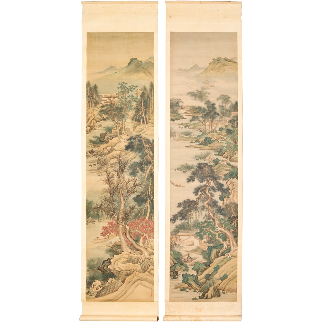 (2) Chinese scroll paintings, mark of Dong Bangda (1 of 9)