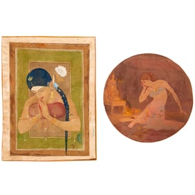Nandalal Bose, (2) tempera paintings