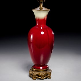 Chinese oxblood porcelain vase lamp