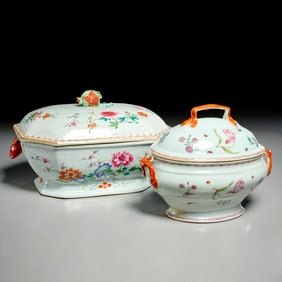 (2) Chinese Export covered soup tureens