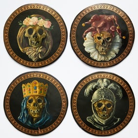 Memento Mori, set (4) oils on copper