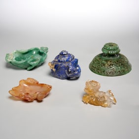 Group (5) Chinese carved stone objects