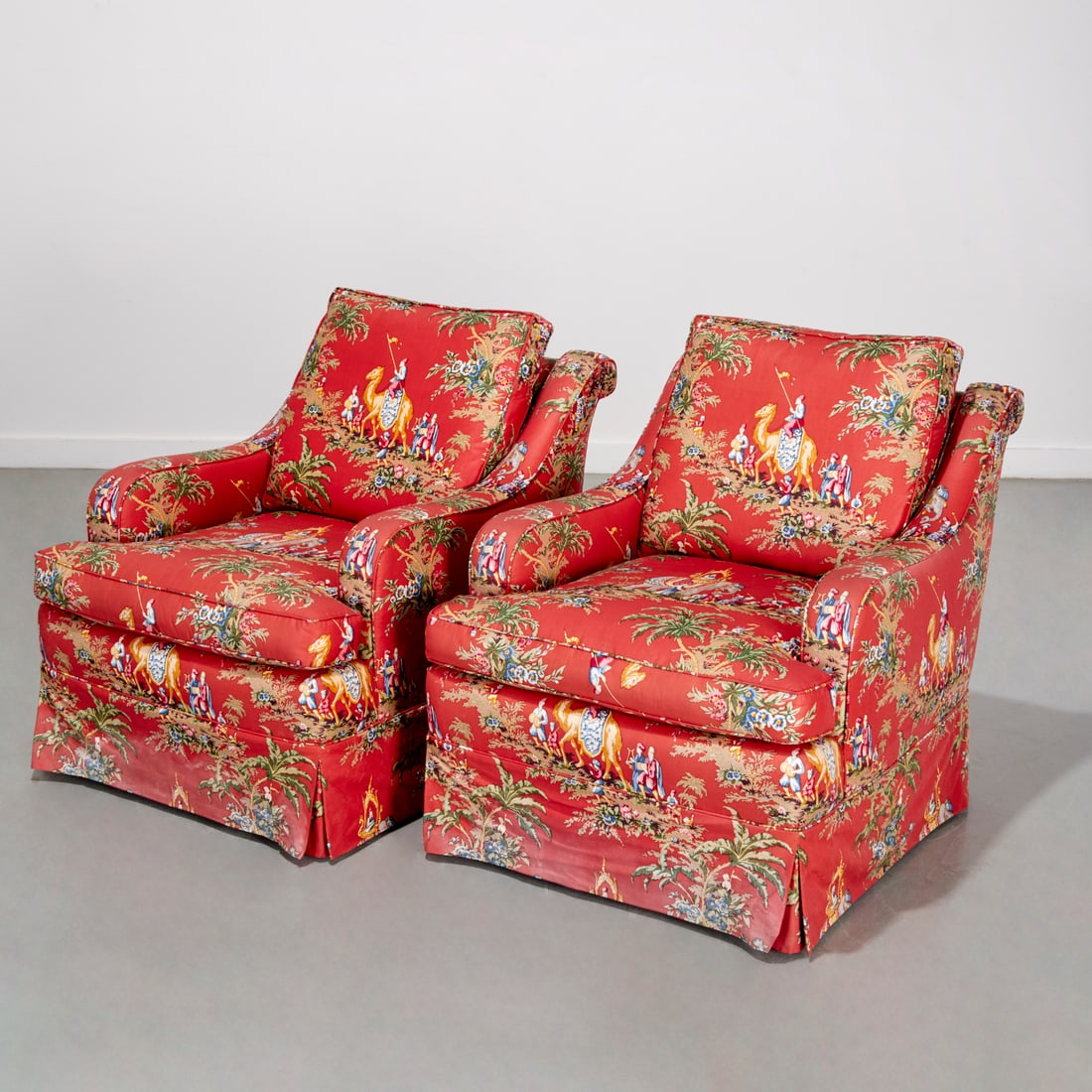 Pair Brunschwig & Fils upholstered lounge chairs (1 of 8)