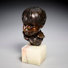 Glenna Goodacre, patinated bronze bust, 1978