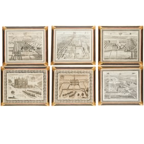 Set (6) Architectural engravings on laid paper