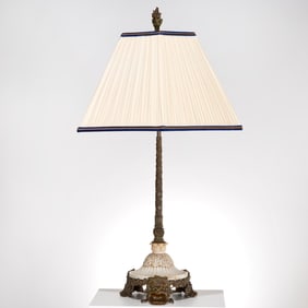 E.F. Caldwell & Co. (attrib.) bronze, marble lamp