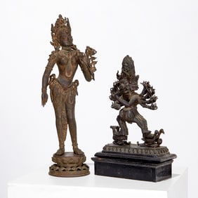 (2) Himalayan Buddhist copper alloy deities