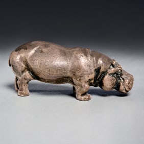 English sterling silver model of a hippopotamus