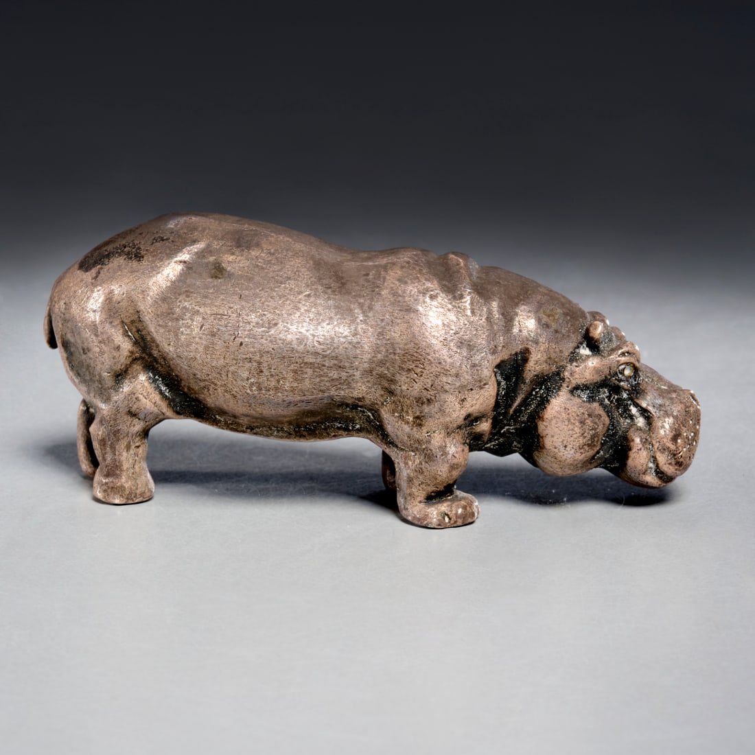 English sterling silver model of a hippopotamus (1 of 5)