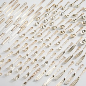 English sterling "Bacchanalian" flatware set