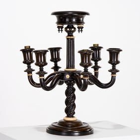 Anglo-Indian ebonized wood candelabrum