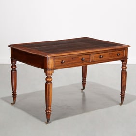 George IV mahogany leather top library table