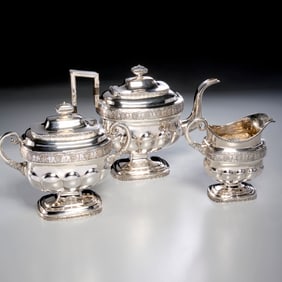 American silver 3-piece tea service, ex museum