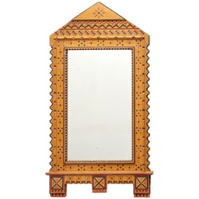 Moroccan Revival carved wood mirror