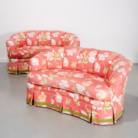 Pair Ferrell Mittman chintz love seats
