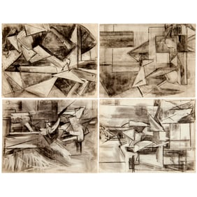 School of Hans Hofmann, (4) charcoal drawings