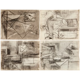 School of Hans Hofmann, (4) charcoal drawings