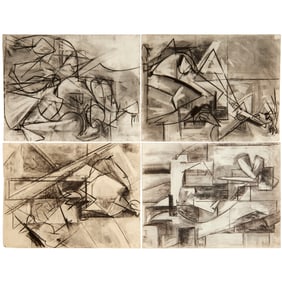 School of Hans Hofmann, (4) charcoal drawings