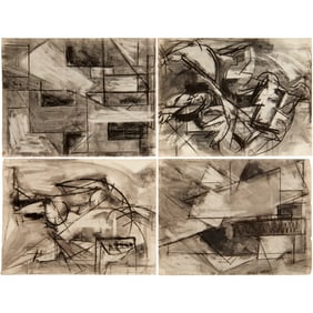 School of Hans Hofmann, (4) charcoal drawings
