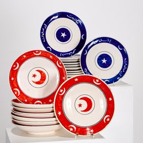 Group (21) hand-painted Ottoman plates