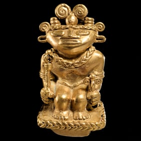 Pre-Columbian style 18k gold shaman pendant