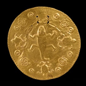 Pre-Columbian style 22k gold pectoral disc