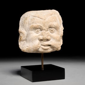 Ancient Egyptian style limestone head of Bes