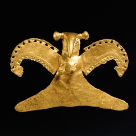 Pre-Columbian style 22k gold avian pendant