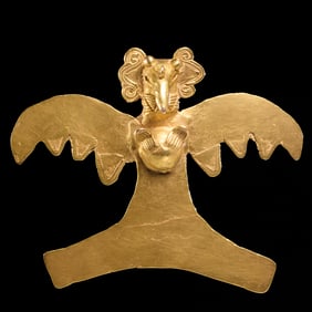 Pre-Columbian style 14k gold avian pendant