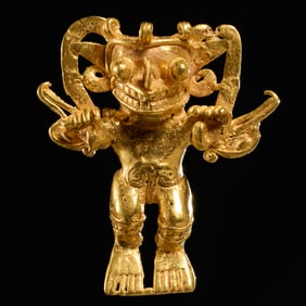 Pre-Columbian style 18k gold shaman pendant