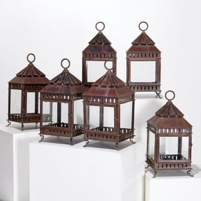 Set (6) Jose Morales large copper lanterns