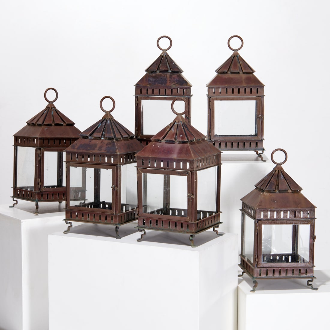 Set (6) Jose Morales large copper lanterns (1 of 8)