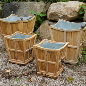 (2) Pairs paneled mango wood planters