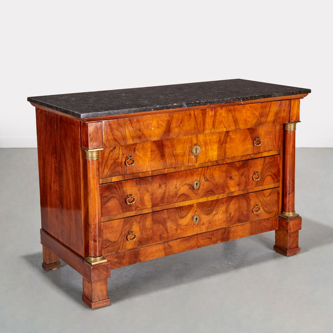 French Empire figured walnut commode (1 of 7)