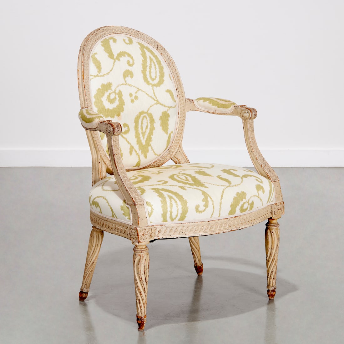 Louis XVI painted fauteuil, ex Dalva Bros.