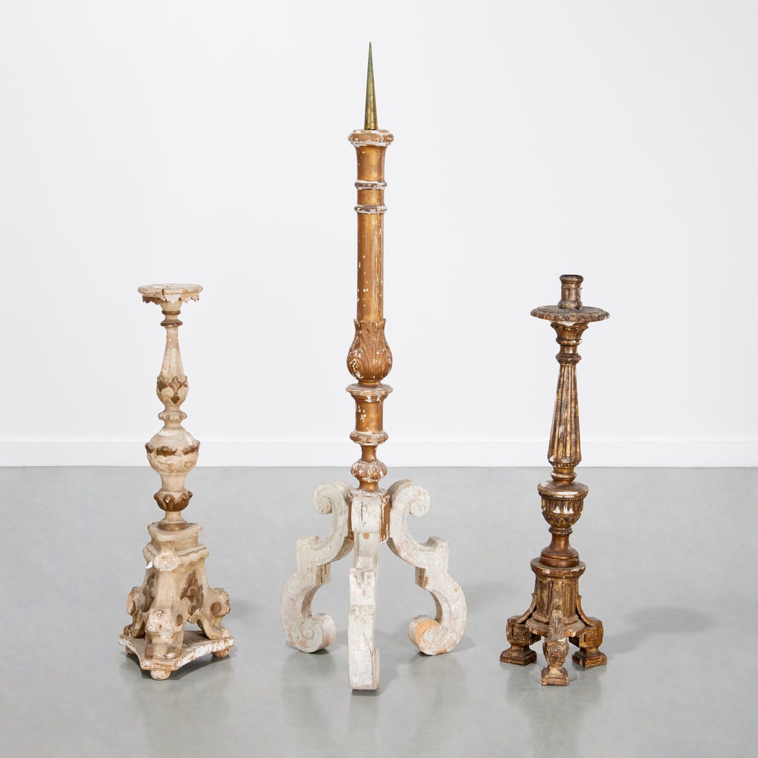 (3) Continental Baroque wood candle prickets (1 of 8)