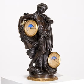 LeSieur a Paris, sculptural bronze mantel clock