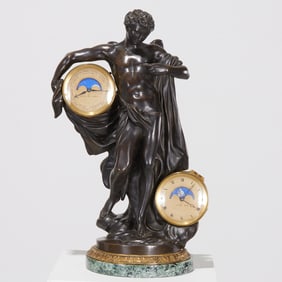 LeSieur a Paris, sculptural bronze mantel clock