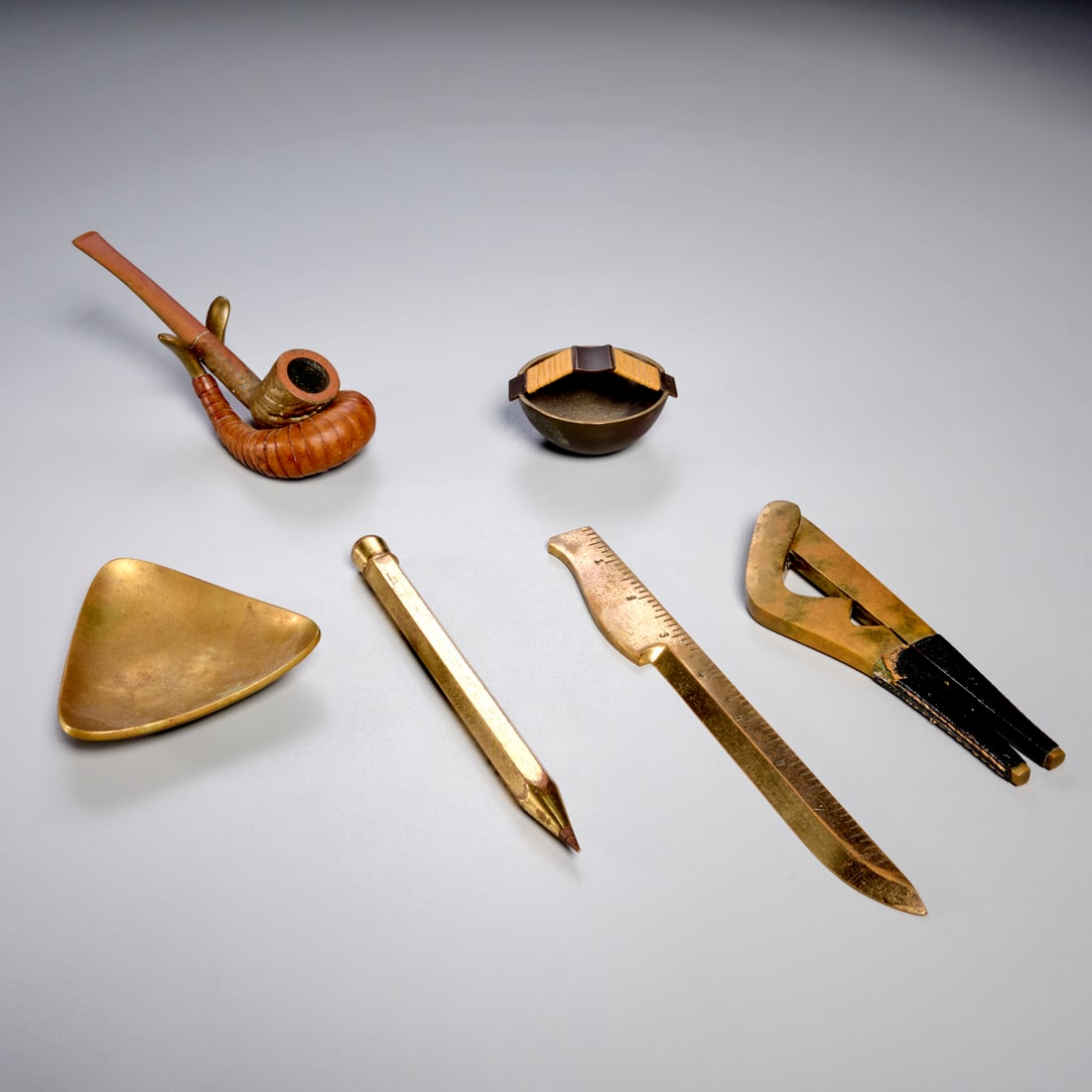 Carl Aubock, (6) brass desk accessories (1 of 10)