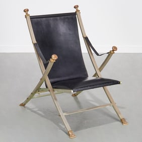 Maison Jansen (style), steel, brass campaign chair