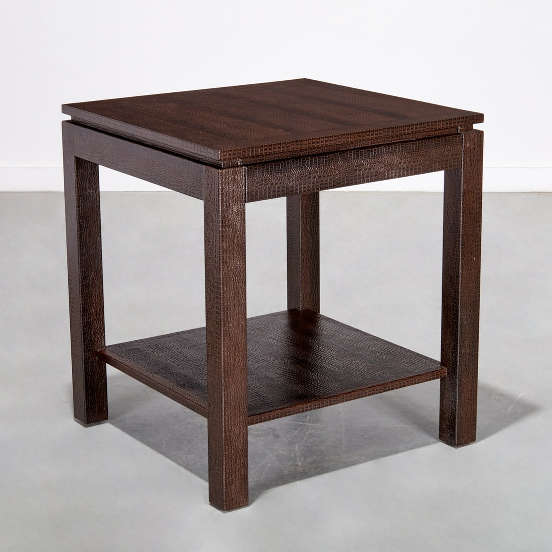 Karl Springer style faux reptile side table (1 of 5)
