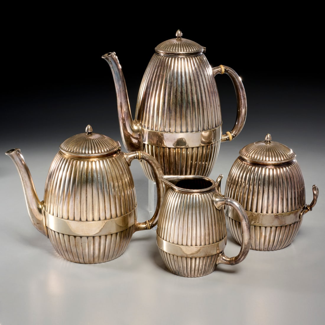 Gorham Art Deco silver solder tea service