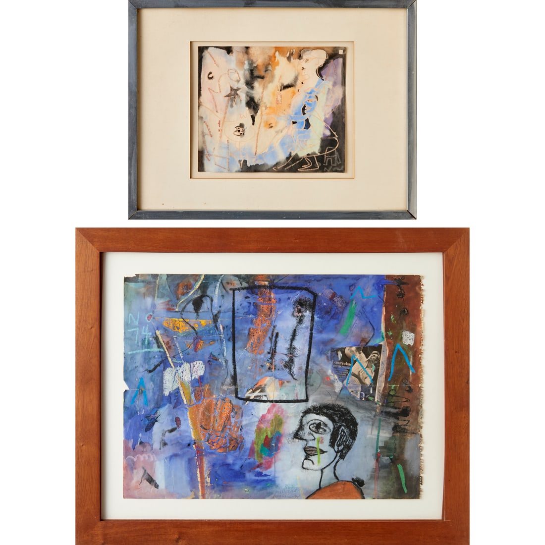 Norris Embry, (2) mixed media on paper: Norris Embry, (2) mixed media on paper, Norris Embry (American, 1921-1981), Untitled, pastel and watercolor on paper, signed lower right; with, Untitled, 1974, pastel, watercolor and collage on paper,
