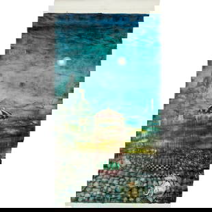 Franco Minei, oil on canvas, 1966: Franco Minei, oil on canvas, 1966, Franco Minei (Italian, b. 1922), Untitled, signed "F. Minei" and dated lower right, approx. 47.5"h x 25"w (image), 52"h (canvas), loose and unframed Provenance: The
