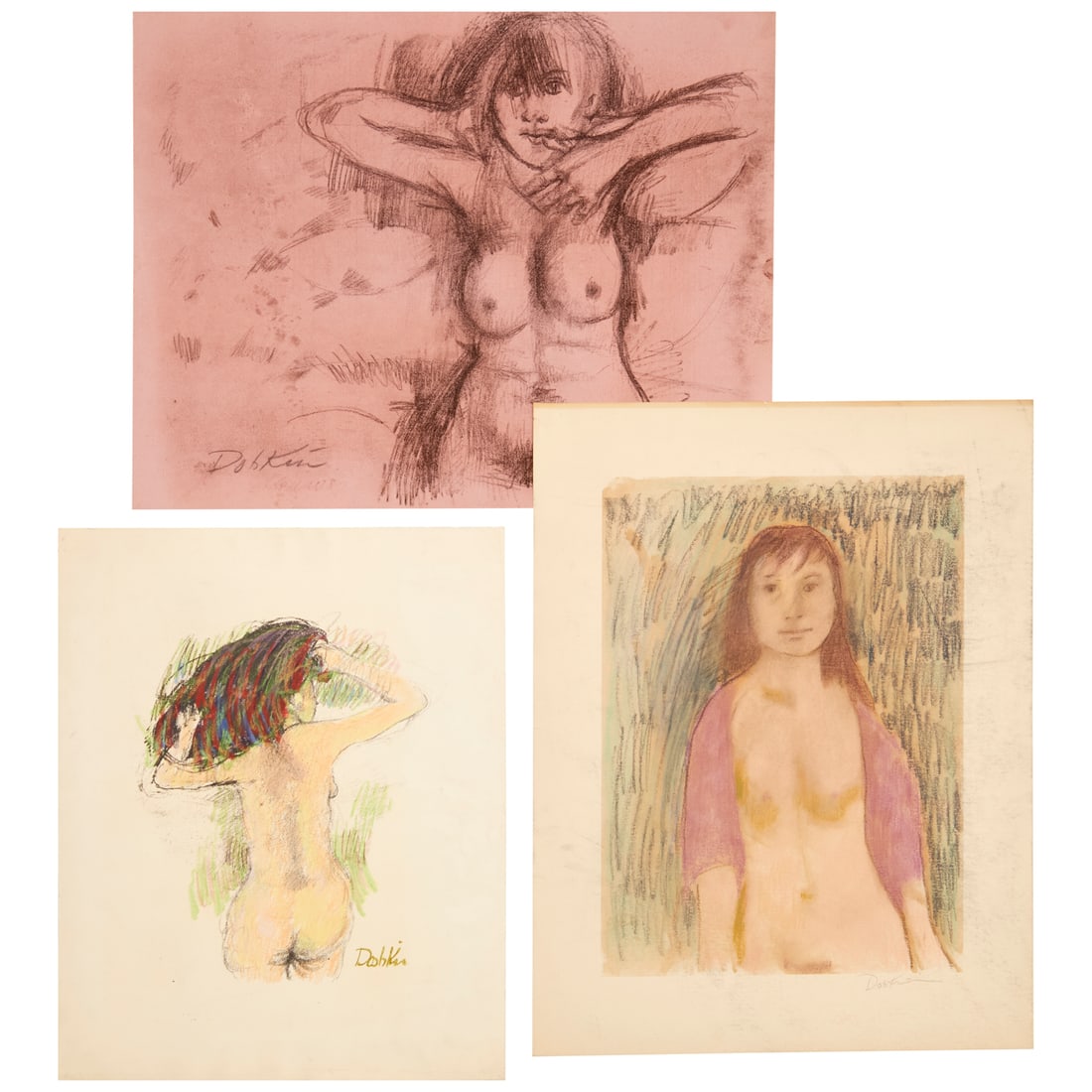 Alexander Dobkin, (3) mixed media drawings (1 of 6)