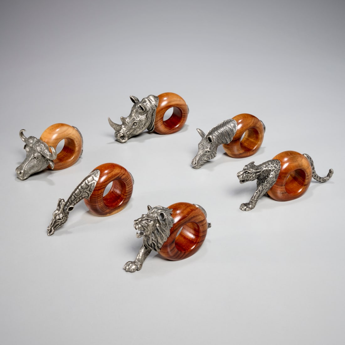 Set (6) African Safari animal napkin rings (1 of 6)