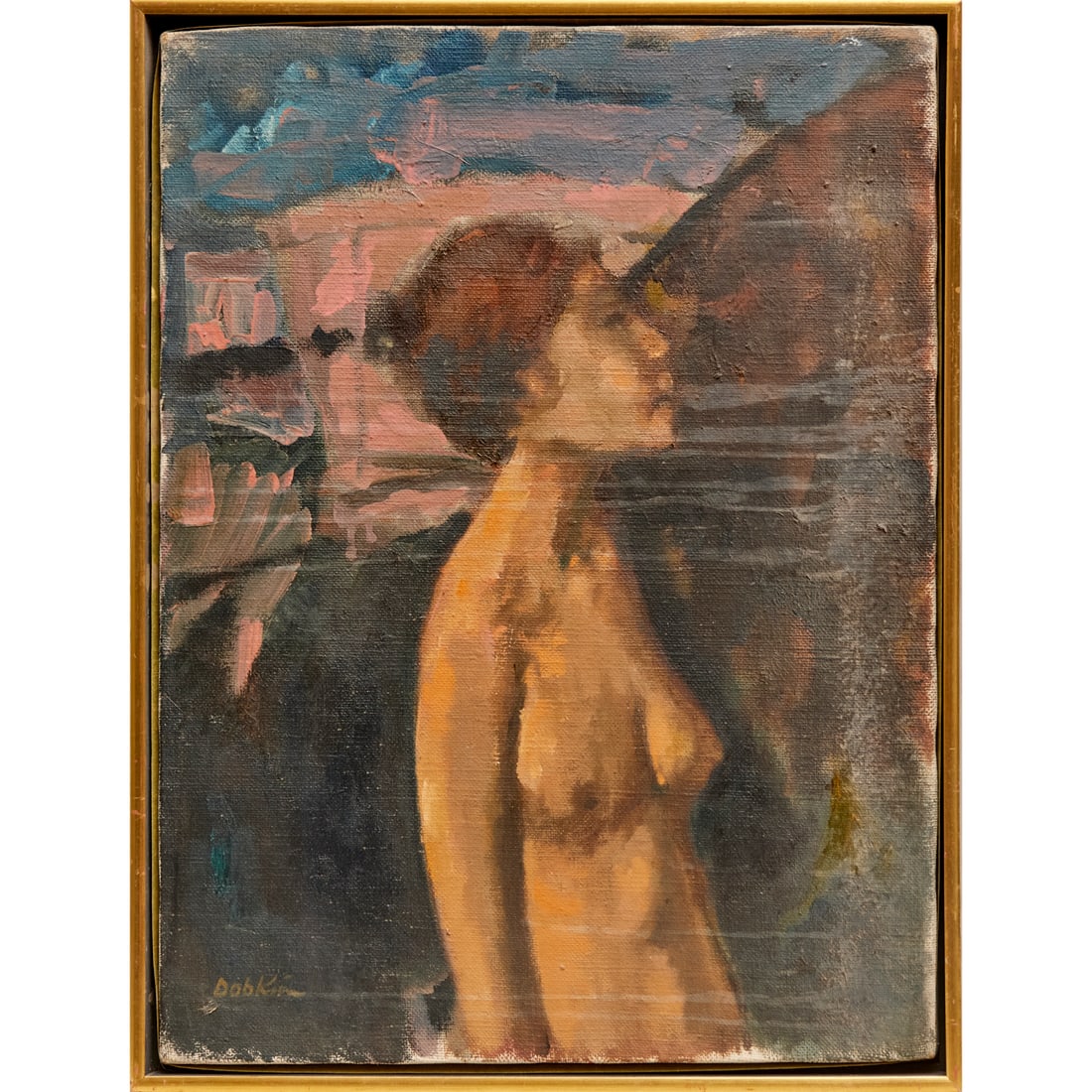 Alexander Dobkin, oil on canvas: Alexander Dobkin, oil on canvas, Alexander Dobkin (Italian-American, 1908-1975), Female Nude, signed lower left, 18"h x 24"w (stretchers), 25.5"h x19.5"w (frame) Provenance: The Estate of Alexander Do
