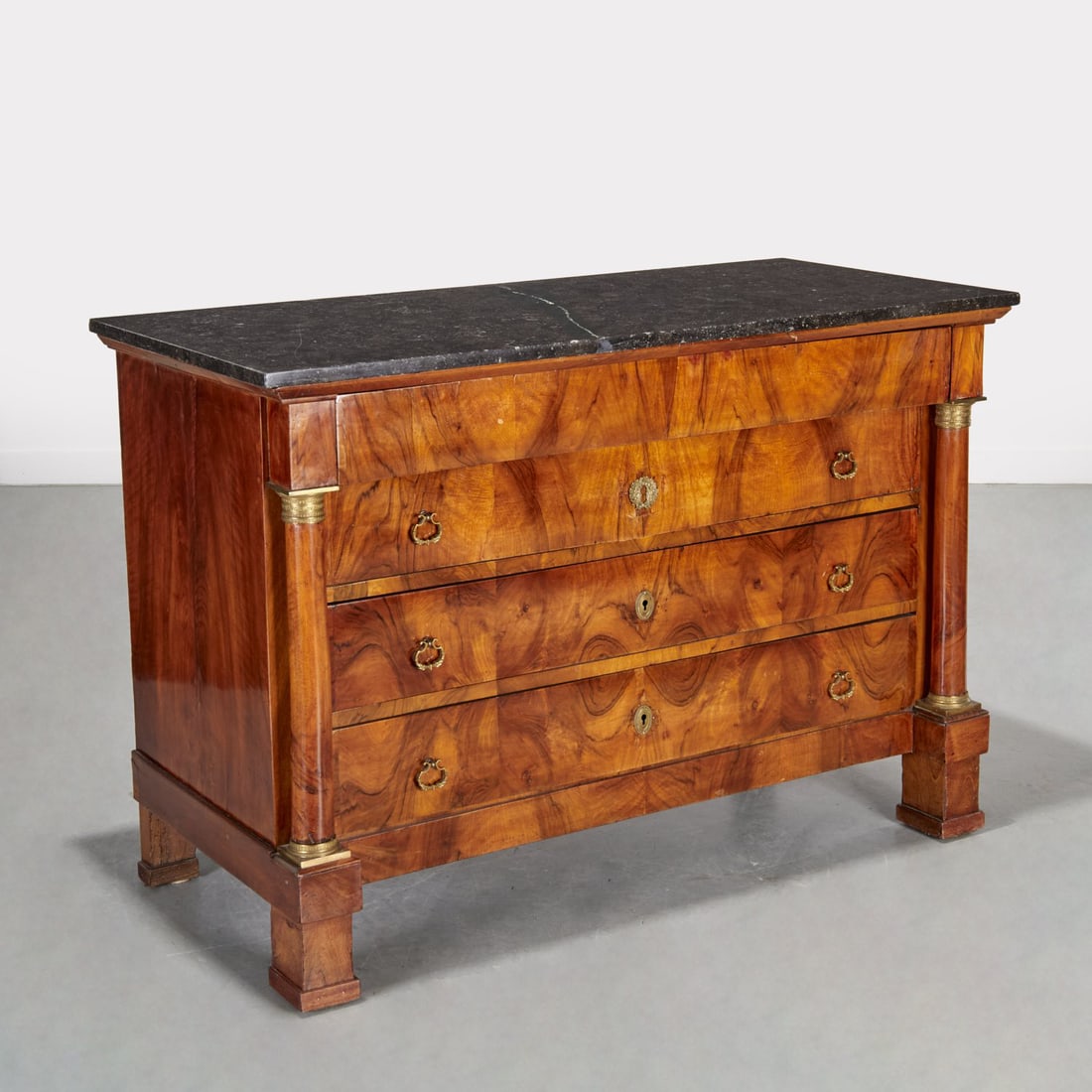 French Empire figured walnut commode (1 of 8)