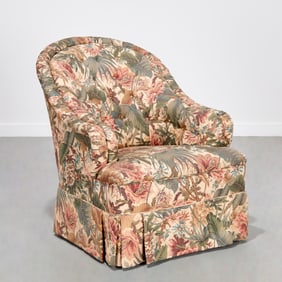 Designer jungle print upholstered club chair