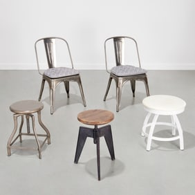 (5) Industrial stools and chairs, incl. Tolix